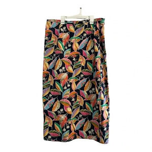 Vintage Talbots Petite Floral Leaves Wrap Cotton Skirt // Size 16